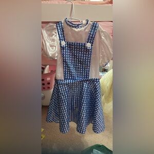 Blue and White Checkered Dress with Buttons
